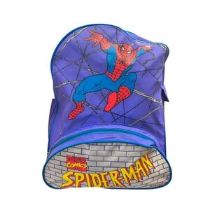 1996 Impact Marvel Comics Spider-Man Animated Series Blue/Purple Kids Backpack
